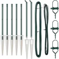 vidaXL Poteaux de clôture 7 pcs Vert Ø32mm 80 cm Acier galvanisé