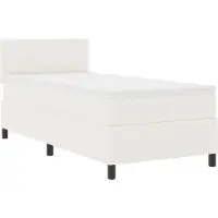 vidaXL Lit boxspring avec tête de lit Crème et blanc 90 x 200 cm Tissu velours côtelé