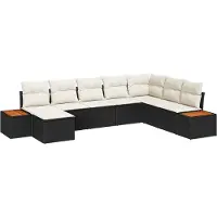vidaXL Ensemble de canapé de jardin avec coussins 8 pcs noir poly rotin