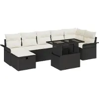 vidaXL Ensemble de canapés de jardin , 8 pièces, noir, en résine tressée
