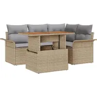 vidaXL Ensemble de salon de jardin , 5 pièces, beige et gris clair