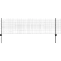 vidaXL Clôture en fil barbelé soudé avec poteaux, 25 x 0,6 m, gris, type filet
