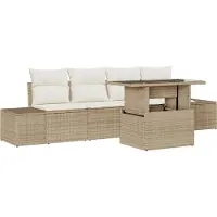 vidaXL Ensemble de salon de jardin , 5 pièces, beige et crème