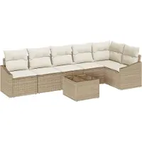 vidaXL Ensemble de canapés de jardin , 7 pièces, beige et crème, en polyrotin