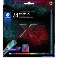 Staedtler Crayon de couleur Norix, mine B, ergonomique, incassable, bois, set de 24 couleurs assorties