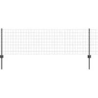 vidaXL Clôture européenne avec poteaux, 10 x 0,6 m, acier revêtu de PVC, gris
