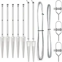 vidaXL Poteaux de clôture 7 pcs Argent Ø32mm 100 cm Acier galvanisé