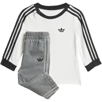 Adidas Originals Survêtement 'Denim Long Sleeve Tee Set' gris denim / noir / blanc