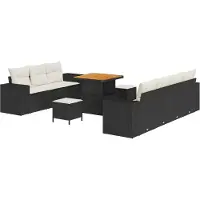 vidaXL Ensemble de canapés de jardin avec coussins (10 pièces), noir et crème, en rotin synthétique