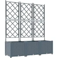 vidaXL Bac à fleurs avec Treillis 3 pcs Gris clair 120 x 40 x 143 cm