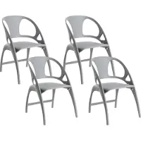 Beliani Lot de 4 chaises de jardin en plastique polypropylène gris léger pliable intérieur durable extérieur