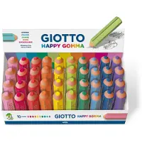 Giotto Happy Gomma gomma per cancellare Blu, Corallo, Fucsia, Verde, Lillà, Lime, Arancione, Rosa, Turchese, Giallo 40 pz