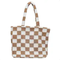 Selencia Sac Fourre-tout Zaya - Teddy Sac Ordinateur 16 pouces - Checkered Beige