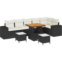 vidaXL Ensemble de canapés de jardin , 9 pièces, 6 places, noir et crème