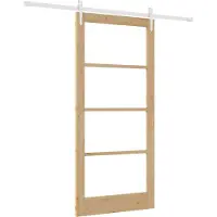 vidaXL Porte coulissante , 93 x 202 cm, en bois massif de pin et en verre, finition naturelle