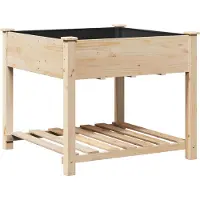 vidaXL Cache-pot de jardin avec étagère Beige 90 x 90 x 76.5 cm