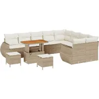 vidaXL Ensemble de canapés de jardin , 12 pièces, couleur beige et crème
