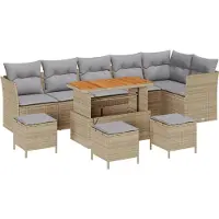 vidaXL Ensemble de salon de jardin , 10 pièces, 6 places, beige et gris clair