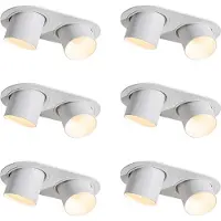 QAZQA Ensemble de 6 spots encastrables blancs GU10 50mm 2 lumières - Installa