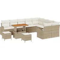 vidaXL Ensemble de salon de jardin , 12 pièces, 11 places, couleur beige