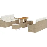 vidaXL Ensemble de salon de jardin , 9 pièces, 8 places, couleur beige