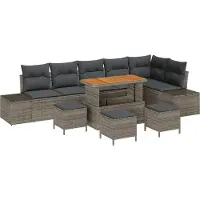 vidaXL Ensemble de canapés de jardin , 10 pièces, couleur grise, en résine tressée, pour 9 personnes