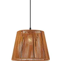 QAZQA Suspension d'extérieur noire avec abat-jour en corde orange IP44 - Cava Jayla