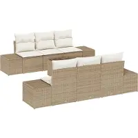vidaXL Ensemble de salon de jardin , 8 pièces, beige et crème, en résine tressée