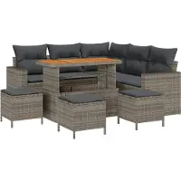 vidaXL Ensemble de canapé de jardin avec coussins 10 pcs Gris Poly-Rotin