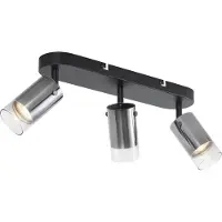 QAZQA Spot de plafond moderne Gunmetal 3 lumières rotatif et réglable - Drain