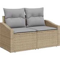 vidaXL Ensemble de canapé de jardin avec coussins avec mémoire 9 pcs Beige Poly Rattan