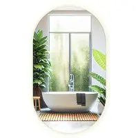 Drukarnia Piga Miroir Ovale classique avec éclairage lumineux LED Mural 58x100 cm lumière neutre Mural Miroir de maquillage miroir pour beauté pour Chambre à coucher Salon Séjour Salle de bain