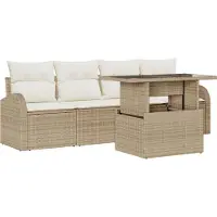 vidaXL Ensemble de canapés de jardin , 5 pièces, beige, en résine tressée