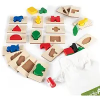 Guidecraft Jeu éducatif 3D Feel & Find - puzzle en bois coloré pour enfants