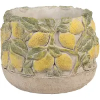Clayre & Eef Pot de fleur motif citron Ø19x15 cm pierre méditerranéenne