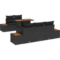 vidaXL Ensemble de canapés de jardin , 6 pièces, noir et marron