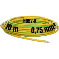 Kalitec 10 mètres H05V-K 0,75 mm² vert-jaune Câble de câblage I Câble unipolaire I PVC Unipolaire I Toron 0,75 mm² I Câblage à torons fins I Câble unipolaire I Câble monoconducteur I Câble ignifuge