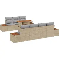 vidaXL Ensemble de salon de jardin , 8 pièces, en polyrotin beige
