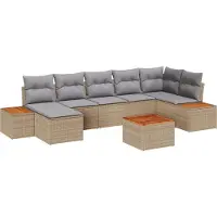 vidaXL Ensemble de canapé de jardin avec coussins 8 pcs Beige et gris clair Polyrattan