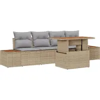 vidaXL Ensemble de salon de jardin , 5 pièces, en polyrotin beige