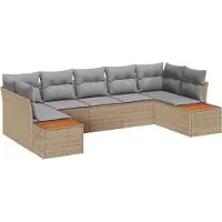 vidaXL Ensemble de canapés de jardin , 7 pièces, couleur beige et gris clair