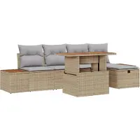 vidaXL Ensemble de salon de jardin , 6 pièces, beige, en résine tressée