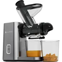 Kitchenbrothers Slowjuicer - Mini presse-agrumes - Presse-légumes et fruits - Alimentation 40 mm et 50 mm - 400 ml - Gris