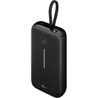 Goobay 76252 Powerbank 20.000 mAh avec câble USB-C intégré, noir, 0,13 m - 30 W, Travel Essential compact avec Power Delivery et Quick Charge pour le mode de charge rapide