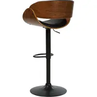 Beliani Lot de 2 chaises de bar en bois foncé, similicuir noir, pieds noirs, hauteur réglable, pivotantes, style moderne