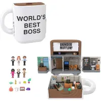 Polly Pocket Coffret de jeu compact x The Office, 6 poup es et 9 accessoires, jouet de partenariat collectionner, tasse caf ext rieure