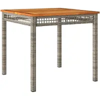 vidaXL Table de jardin Gris 80x80x75 cm Poly rotin Acacia