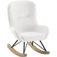 Vipack Fauteuil à bascule Rocky - 66x56x69 cm - Bouclé/blanc