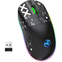 HxSJ T90 2.4G Silent Wireless Gaming Mouse - Bluetooth - Souris d'ordinateur - Ultra légère - Eclairage RGB - Noir