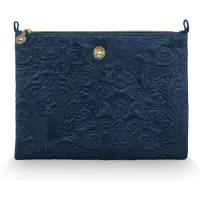 Pip studio trousse de toilette Cosmetic Flat Pouch Velvet Quilted Days Blue bleu marine